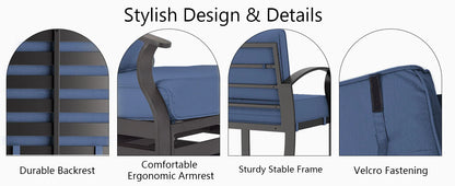 Aluminum Patio Furniture Set with Fire Pit Table