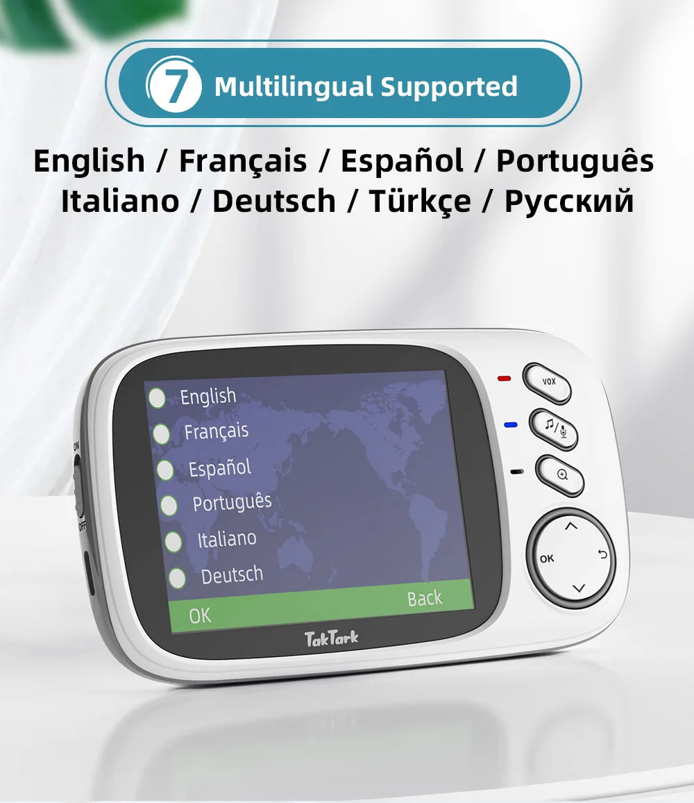 TakTark 3.2" Wireless Video Baby Monitor - Night Vision, Two-Way Audio & Temperature Monitor