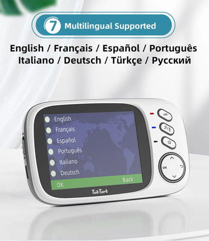 TakTark 3.2" Wireless Video Baby Monitor - Night Vision, Two-Way Audio & Temperature Monitor