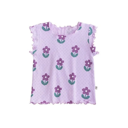Bear Leader Summer Pajama Set - Girls Floral Short Sleeve Top & Shorts (3-7 Years)