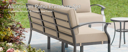 Aluminum Patio Furniture Set with Fire Pit Table