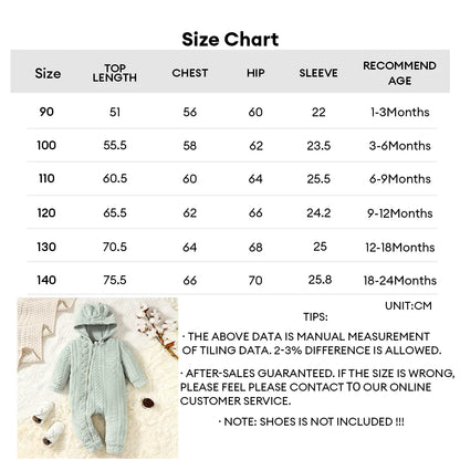 Baby Plaid Romper - Hooded Long Sleeve Plush Jumpsuit for Boys & Girls (3-24 Months)