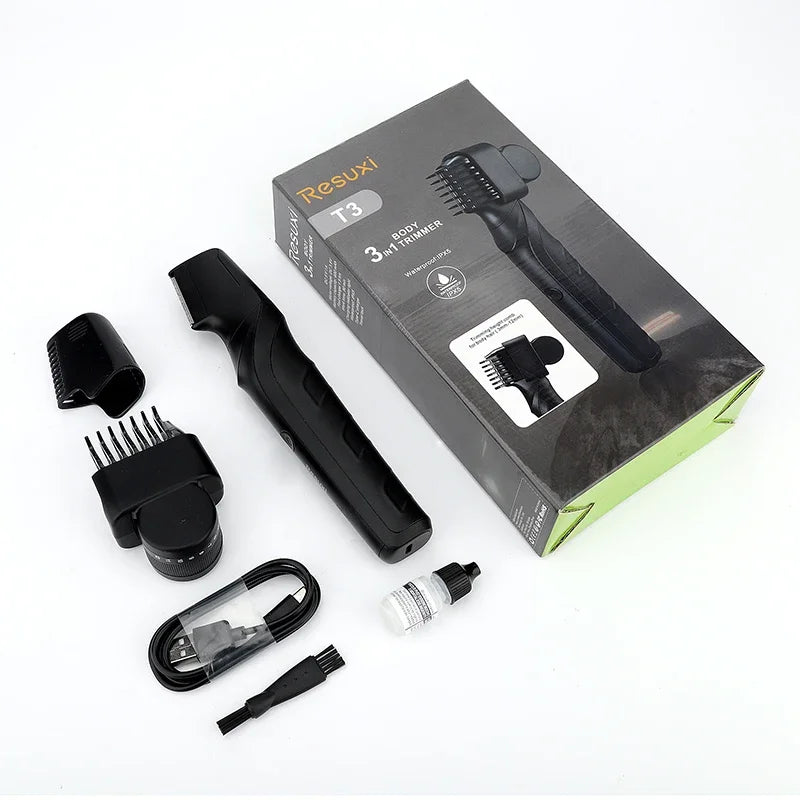 Electric Body Hair Trimmer for Men - Cordless Waterproof Groin & Body Groomer