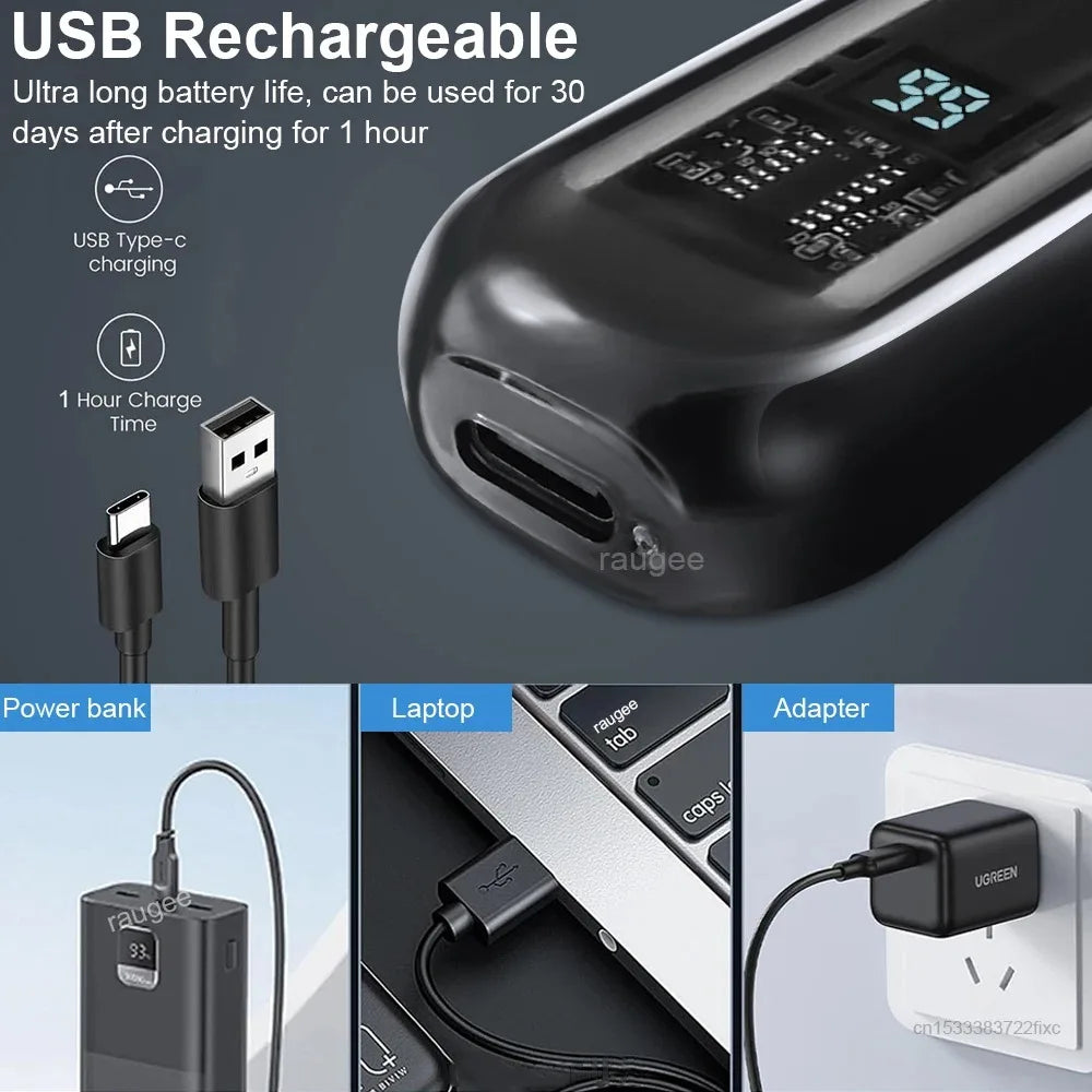 USB Rechargeable Nose & Ear Hair Trimmer - Waterproof Painless Grooming Tool for Men