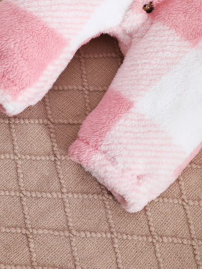 Baby Plaid Romper - Hooded Long Sleeve Plush Jumpsuit for Boys & Girls (3-24 Months)