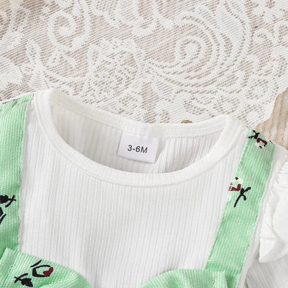 Baby Girl Princess Dress Set with Bow Headband - Floral Color Block Outfit (0-24M)