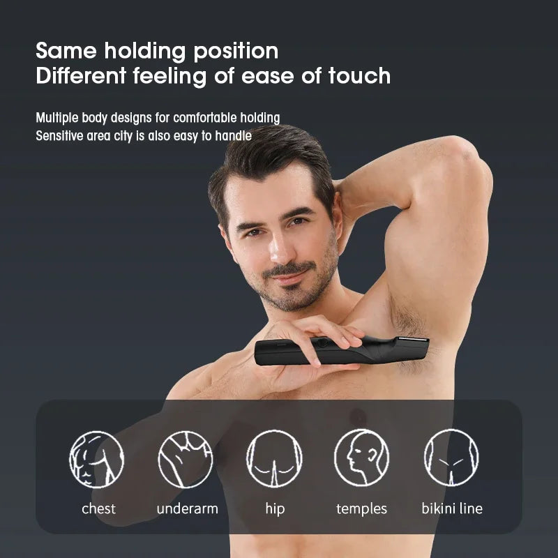 Electric Body Hair Trimmer for Men - Cordless Waterproof Groin & Body Groomer