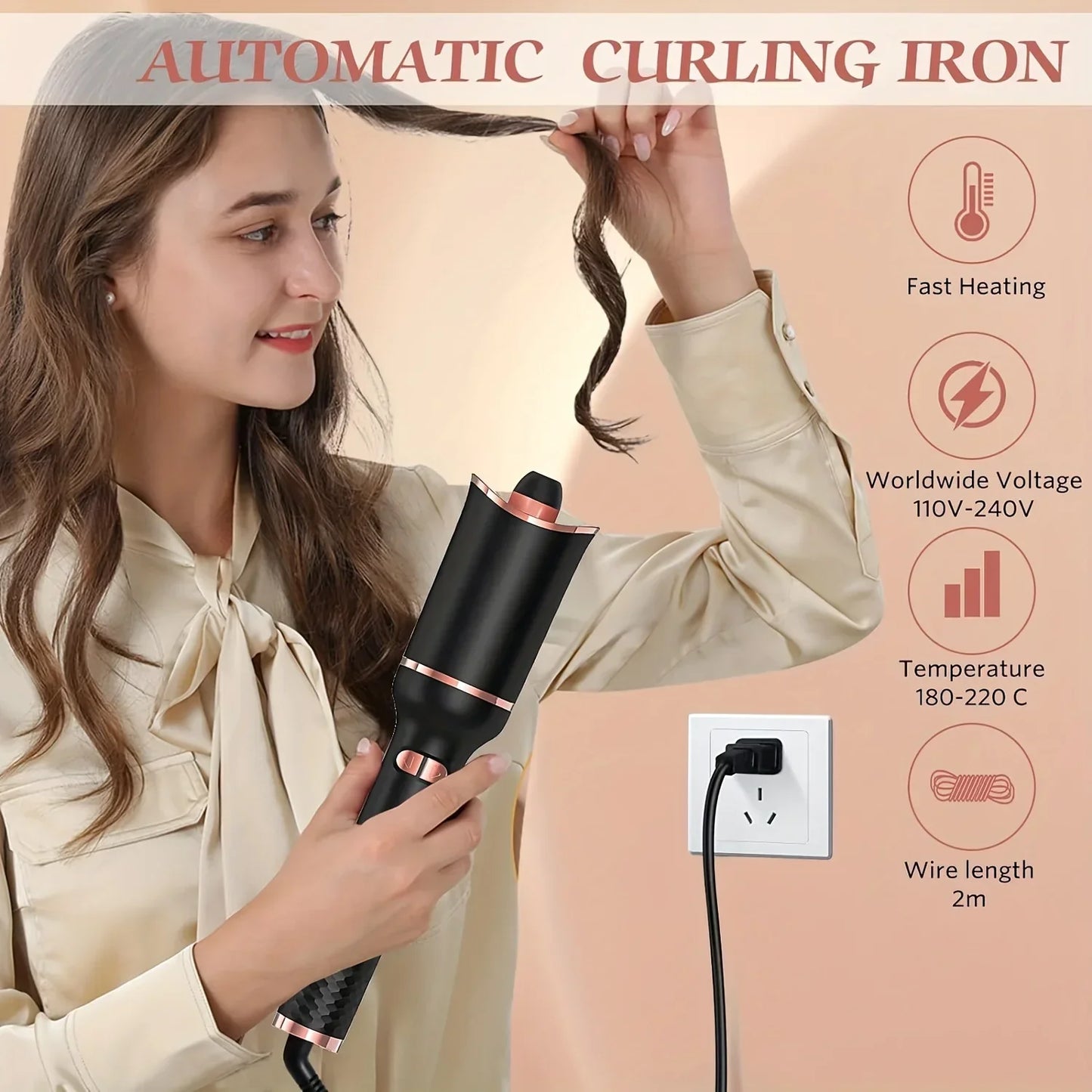 TINSOL Auto-Rotating Air Curling Iron - Professional Ceramic Hair Styling Tool