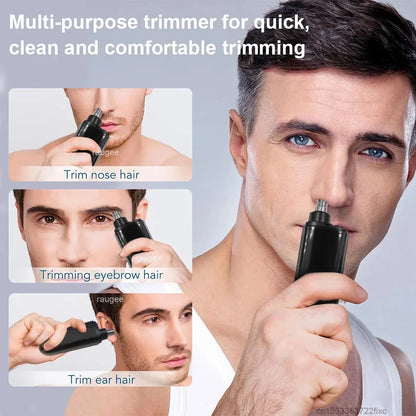 USB Rechargeable Nose & Ear Hair Trimmer - Waterproof Painless Grooming Tool for Men