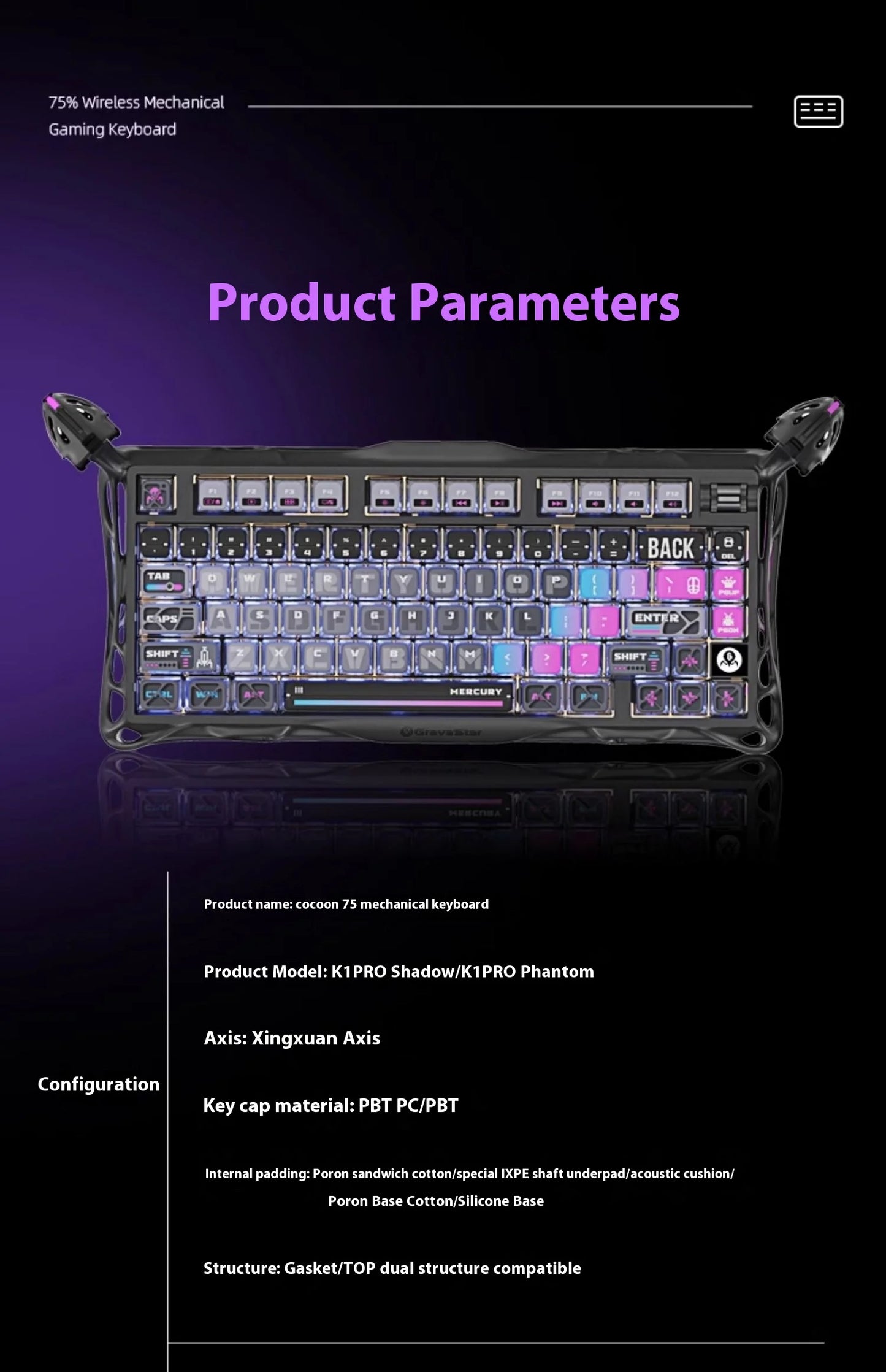 GravaStar 75k1pro Esports Gaming Mechanical Keyboard