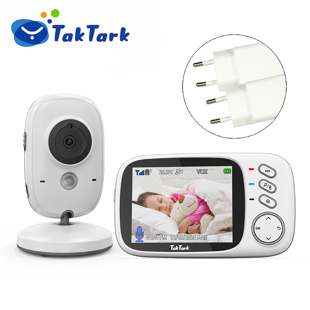 TakTark 3.2" Wireless Video Baby Monitor - Night Vision, Two-Way Audio & Temperature Monitor