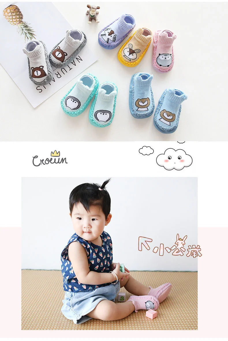 Baby Socks Slippers with Anti-Slip Rubber Soles - Indoor Shoes for Infants & Toddlers
