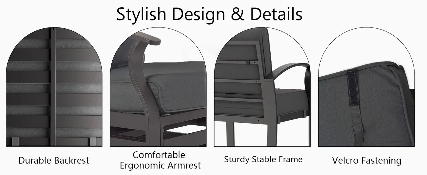 Aluminum Patio Furniture Set with Fire Pit Table