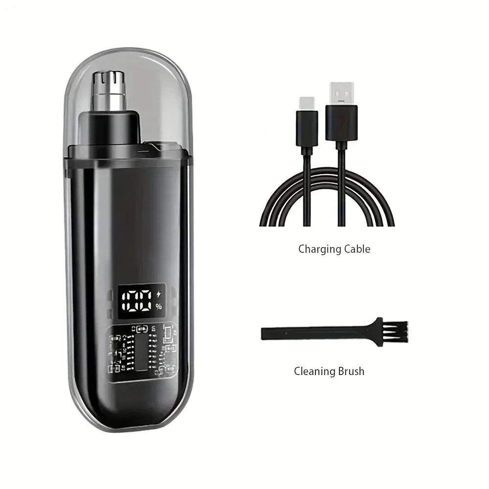 USB Rechargeable Nose & Ear Hair Trimmer - Waterproof Painless Grooming Tool for Men