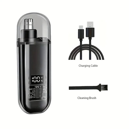 USB Rechargeable Nose & Ear Hair Trimmer - Waterproof Painless Grooming Tool for Men