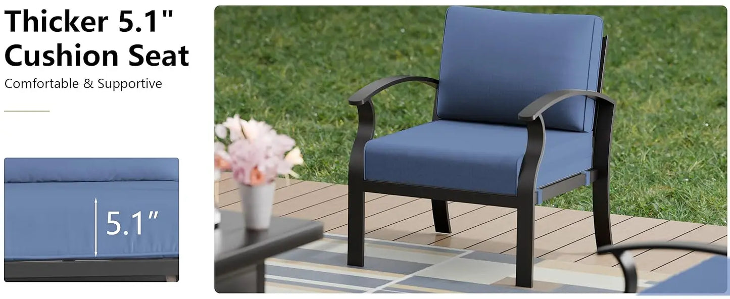 Aluminum Patio Furniture Set with Fire Pit Table