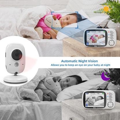 TakTark 3.2" Wireless Video Baby Monitor - Night Vision, Two-Way Audio & Temperature Monitor