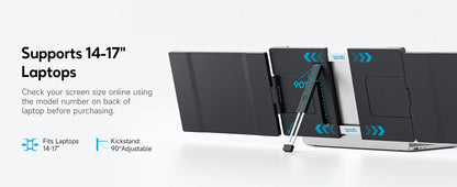 14.1" Laptop Screen Extender - Dual/Triple FHD Monitor for Windows & MacBook