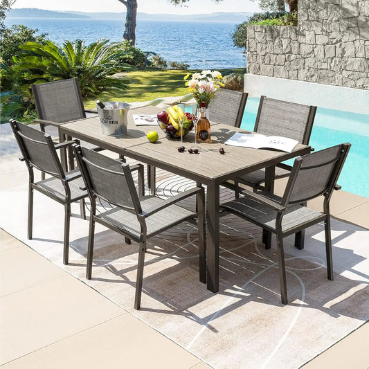 7 Piece Patio Dining Outdoor Furniture Set for Garden,