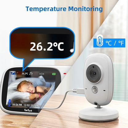 TakTark 3.2" Wireless Video Baby Monitor - Night Vision, Two-Way Audio & Temperature Monitor