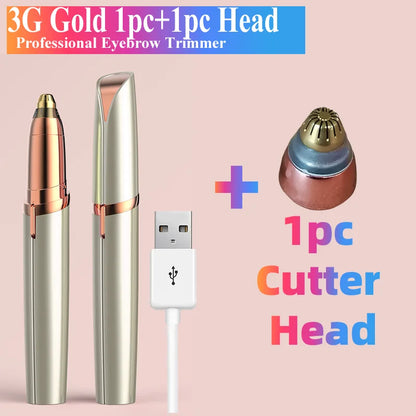 Electric Eyebrow Trimmer - Painless Portable Facial Hair Removal Tool for Women
