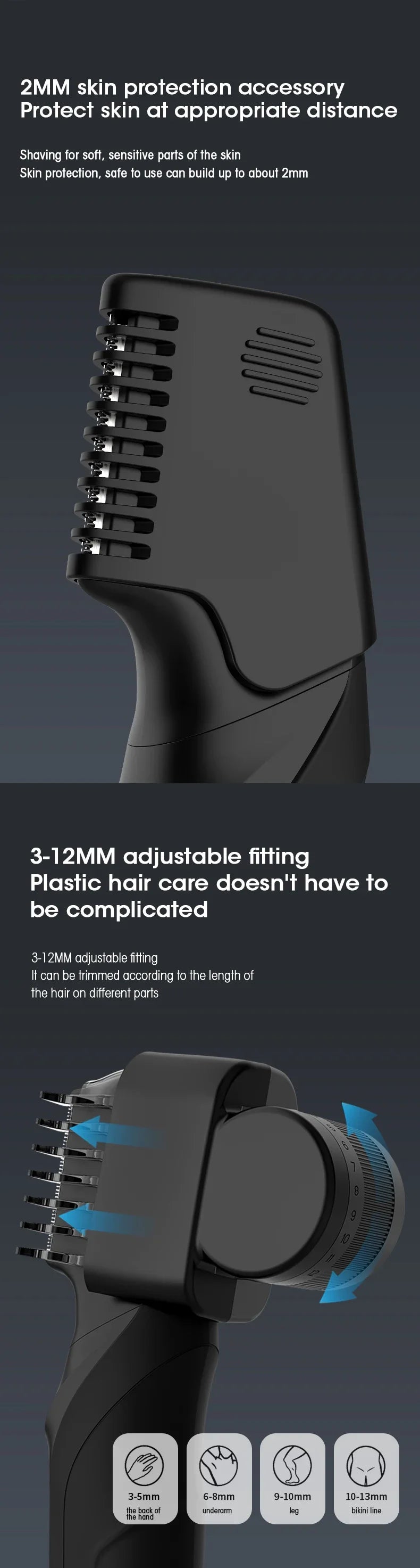 Electric Body Hair Trimmer for Men - Cordless Waterproof Groin & Body Groomer