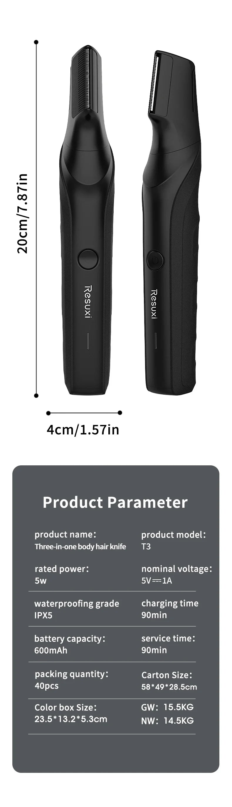 Electric Body Hair Trimmer for Men - Cordless Waterproof Groin & Body Groomer