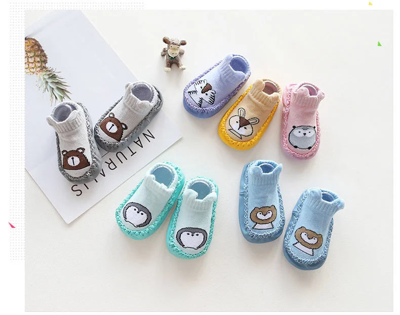 Baby Socks Slippers with Anti-Slip Rubber Soles - Indoor Shoes for Infants & Toddlers